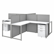 EASY OFFICE 60W 4 PERSON L SHAPED CUBICLE DESK WITH DRAWERS AND 45H PANELS.  <FONT COLOR=GREEN>-FREE SHIPPING-</FONT> EASY OFFICE 60W 4 PERSON L SHAPED CUBICLE DESK WITH DRAWERS AND 45H PANELS.  <FONT COLOR=GREEN>-FREE SHIPPING-</FONT>