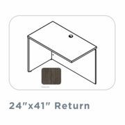 EDGE-24"X41"-LEFT-HAND-RETURN-WITH-FULL-MODESTY-PANEL-SHADOW ELM-FREE SHIPPING