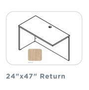 EDGE-24"X47"-LEFT-HAND-RETURN-WITH-FULL-MODESTY-PANEL-WHITE OAK-FREE SHIPPING