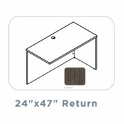 EDGE-24"X47"-RIGHT-HAND-RETURN-WITH-FULL-MODESTY-PANEL-SHADOW ELM-FREE SHIPPING