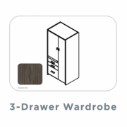 EDGE-33"-LEFT-HAND-LAMINATE-3-DRAWER-WARDROBE-CABINET-SHADOW ELM-FREE SHIPPING