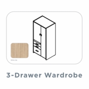 EDGE-33"-LEFT-HAND-LAMINATE-3-DRAWER-WARDROBE-CABINET-WHITE OAK-FREE SHIPPING