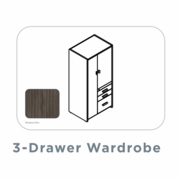 EDGE-33"-RIGHT-HAND-LAMINATE-3-DRAWER-WARDROBE-CABINET-SHADOW ELM-FREE SHIPPING