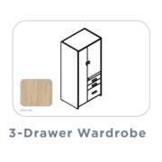 EDGE-33"-RIGHT-HAND-LAMINATE-3-DRAWER-WARDROBE-CABINET-WHITE OAK-FREE SHIPPING