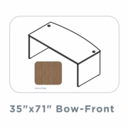 EDGE-35"X71"-BOW-FRONT-DESK-SHELL-WITH-FULL-MODESTY-PANEL-SAHARA RIDGE-FREE SHIPPING