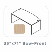 EDGE-35"X71"-BOW-FRONT-DESK-SHELL-WITH-FULL-MODESTY-PANEL-WHITE OAK-FREE SHIPPING