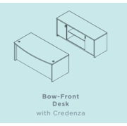EDGE BOW_FRONT DESK WITH CREDENZA <font color=green>*CUSTOMIZE IT!*</font> - FREE SHIPPING