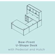 EDGE BOW-FRONT U-SHAPE DESK WITH PEDESTAL AND HUTCH <font color=green>*CUSTOMIZE IT!*</font> - FREE SHIPPING