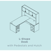 EDGE L-SHAPE DESK WITH PEDESTALS AND HUTCH <font color=green>*CUSTOMIZE IT!*</font> - FREE SHIPPING