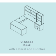 EDGE U-SHAPE DESK WITH LATERAL FILE AND HUTCHES <font color=green>*CUSTOMIZE IT!*</font> - FREE SHIPPING