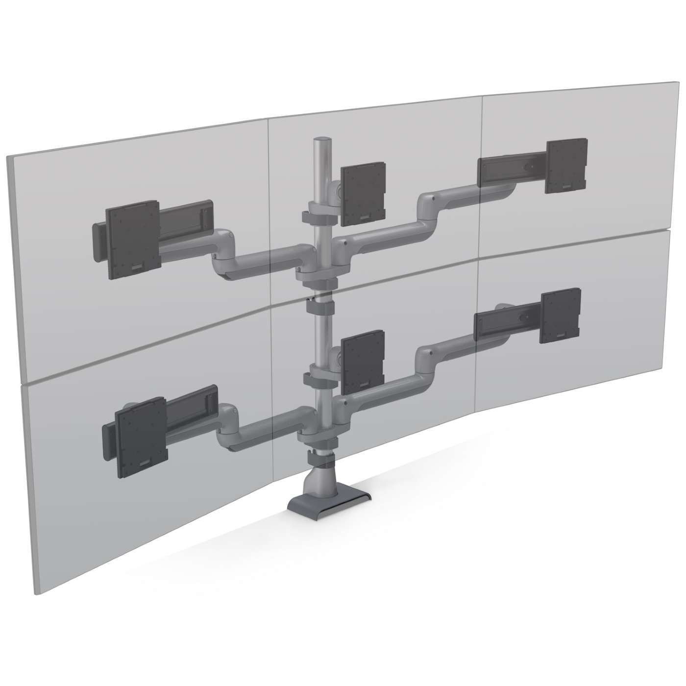 EH5 MOUNT 6 MONITORS<br>3 OVER 3 STATIC POLE ARM<br>UP TO 27" SCREEN SIZE EH5 MOUNT 6 MONITORS<br>3 OVER 3 STATIC POLE ARM<br>UP TO 27" SCREEN SIZE