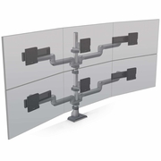 EH5 MOUNT 6 MONITORS<br>3 OVER 3 STATIC POLE ARM<br>UP TO 27" SCREEN SIZE