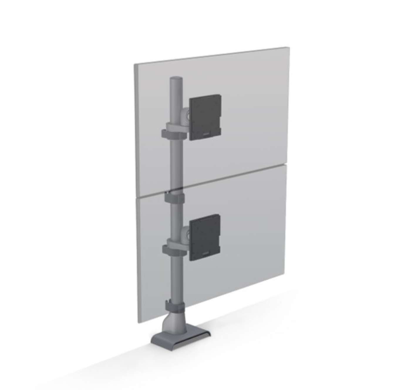 EH5 ONE OVER ONE<br>DUAL MONITOR<br>STATIC POLE MOUNT<br>UP TO 27" SCREENS EH5 ONE OVER ONE<br>DUAL MONITOR<br>STATIC POLE MOUNT<br>UP TO 27" SCREENS