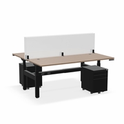 ^EHOMEBOOST^ PRO 30"x72"<br> ADJUSTABLE OFFICE DESK<br> 2-STATION: SAHARA RIDGE & BLACK<br>WITH SURFACE MOUNT GLASS DIVIDERS & MOBILE FILE CABINET<br><font color=red>Contact Us:</font><a href="mailto:tom@ergonomichome.com">tom@ergonomichome.com</a></font><br>Or Call: <a href="tel:+18775502678">877-550-2678</a>