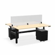 ^EHOMEBOOST^ PRO 30"x72"<br> ADJUSTABLE STANDING DESK<br> 2-STATION: SONIC MAPLE & BLACK<br>WITH SURFACE MOUNT GLASS DIVIDERS & MOBILE FILE CABINET<br><font color=red>Contact Us:</font><a href="mailto:tom@ergonomichome.com">tom@ergonomichome.com</a></font><br>Or Call: <a href="tel:+18775502678">877-550-2678</a>