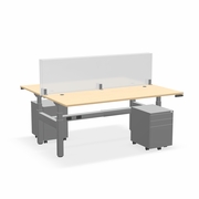 ^EHOMEBOOST^ PRO 30"x72"<br> ELECTRIC STANDING DESK<br> 2-STATION: SONIC MAPLE & SILVER<br>WITH SURFACE MOUNT GLASS DIVIDERS & MOBILE FILE CABINET<br><font color=red>Contact Us:</font><a href="mailto:tom@ergonomichome.com">tom@ergonomichome.com</a></font><br>Or Call: <a href="tel:+18775502678">877-550-2678</a>