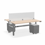 ^EHOMEBOOST^ PRO 30"x72" SIT AND STAND DESK 2-STATION: WHITE OAK & SILVER WITH SURFACE MOUNT GLASS DIVIDERS & MOBILE FILE CABINET<br><font color=red>Contact Us:</font><a href="mailto:tom@ergonomichome.com">tom@ergonomichome.com</a></font><br>Or Call: <a href="tel:+18775502678">877-550-2678</a>