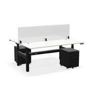 ^EHOMEBOOST^ PRO 30"x72"<br>WHITE STANDING DESK<br> 2-STATION: ELECTRIC WHITE & BLACK<br>WITH SURFACE MOUNT GLASS DIVIDERS & MOBILE FILE CABINET<br><font color=red>Contact Us:</font><a href="mailto:tom@ergonomichome.com">tom@ergonomichome.com</a></font><br>Or Call: <a href="tel:+18775502678">877-550-2678</a>