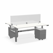 ^EHOMEBOOST^ PRO 30"x72"<br> WHITE STANDING DESK<br> 2-STATION: ELECTRIC WHITE & SILVER<br>WITH SURFACE MOUNT GLASS DIVIDERS & MOBILE FILE CABINET<br><font color=red>Contact Us:</font><a href="mailto:tom@ergonomichome.com">tom@ergonomichome.com</a></font><br>Or Call: <a href="tel:+18775502678">877-550-2678</a>