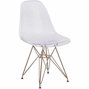 ELON SERIES GHOST CHAIR WITH GOLD METAL BASE: <font color=green>FREE SHIPPING!</font>