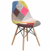 ELON SERIES MILAN PATCHWORK FABRIC CHAIR WITH WOODEN LEGS: <font color=green>FREE SHIPPING!</font>