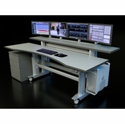 ERGONOMIC HOME CONTROL ROOM DESK #EHST3E-BL. ADJUSTABLE W/ELECTRIC MOTORS. 