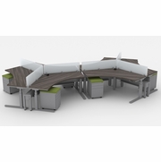 ERGONOMIC HOME ^EHOMEBOOST^ STANDING COMPUTER DESK POD OF SIX 120-DEGREE OFFICE WORKSTATION INCLUDES PEDS + SHIPPING IN 10-14 BIZ DAYS!<br><font color=red>Contact Us:</font><a href="mailto:tom@ergonomichome.com">tom@ergonomichome.com</a></font><br>Or Call: <a href="tel:+18775502678">877-550-2678</a>