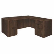 Ergonomic Home Heritage 60 x 65 in. L Desk with Double Full Pedestal Drawer Unit- Neo Walnut<br><FONT COLOR=GREEN>-FREE SHIPPING-</FONT>