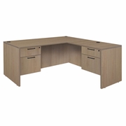 Ergonomic Home Heritage 60 x 65 in. L Desk with Double Pedestal Drawer Unit- Noble Oak<br><FONT COLOR=GREEN>-FREE SHIPPING-</FONT>