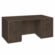 Ergonomic Home Heritage 66 x 30 in. Office Desk with Double Full Pedestal- Neo Walnut<br><FONT COLOR=GREEN>-FREE SHIPPING-</FONT>