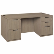 Ergonomic Home Heritage 66 x 30 in. Office Desk with Double Full Pedestal- Noble Oak<br><FONT COLOR=GREEN>-FREE SHIPPING-</FONT>
