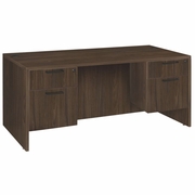 Ergonomic Home Heritage 66 x 30 in. Office Desk with Double Pedestal Drawer Unit- Neo Walnut<br><FONT COLOR=GREEN>-FREE SHIPPING-</FONT>
