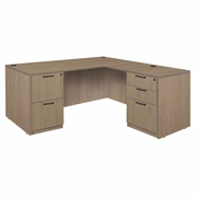 Ergonomic Home Heritage 66 x 65 in. L Desk with Double Full Pedestal Drawer Unit- Noble Oak<br><FONT COLOR=GREEN>-FREE SHIPPING-</FONT>