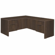 Ergonomic Home Heritage 66 x 77 in. L Desk with Double Pedestal Drawer Unit- Neo Walnut<br><FONT COLOR=GREEN>-FREE SHIPPING-</FONT>