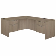 Ergonomic Home Heritage 66 x 77 in. L Desk with Double Pedestal Drawer Unit- Noble Oak<br><FONT COLOR=GREEN>-FREE SHIPPING-</FONT>