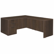Ergonomic Home Heritage 66 x 77 in. L Desk with Single Full Pedestal Drawer Unit- Neo Walnut<br><FONT COLOR=GREEN>-FREE SHIPPING-</FONT>