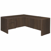 Ergonomic Home Heritage 66 x 77 in. L Desk with Single Pedestal Drawer Unit- Neo Walnut<br><FONT COLOR=GREEN>-FREE SHIPPING-</FONT>