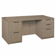 Ergonomic Home Heritage 71 x 35 in. Office Desk with Double Full Pedestal- Noble Oak<br><FONT COLOR=GREEN>-FREE SHIPPING-</FONT>