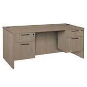 Ergonomic Home Heritage 71 x 35 in. Office Desk with Double Pedestal Drawer Unit- Noble Oak<br><FONT COLOR=GREEN>-FREE SHIPPING-</FONT>