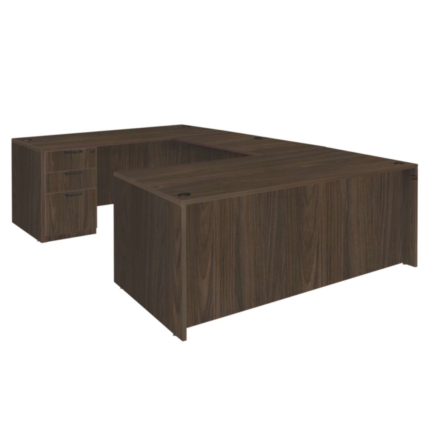 Ergonomic Home Heritage 71 x 35 in. U Desk with Double Full Pedestal Drawer Unit- Neo Walnut<br><FONT COLOR=GREEN>-FREE SHIPPING-</FONT> Ergonomic Home Heritage 71 x 35 in. U Desk with Double Full Pedestal Drawer Unit- Neo Walnut<br><FONT COLOR=GREEN>-FREE SHIPPING-</FONT>