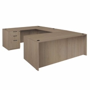 Ergonomic Home Heritage 71 x 35 in. U Desk with Double Full Pedestal Drawer Unit- Noble Oak<br><FONT COLOR=GREEN>-FREE SHIPPING-</FONT>