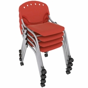 Ergonomic Home Nova Classroom Training Mobile Stack Chair Armless - Red - 4 Pack<br><FONT COLOR=GREEN>-FREE SHIPPING-</FONT>
