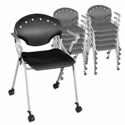 Ergonomic Home Nova Classroom Training Mobile Stack Chair with Arms - Black - 11 Pack<br><FONT COLOR=GREEN>-FREE SHIPPING-</FONT>