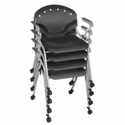 Ergonomic Home Nova Classroom Training Mobile Stack Chair with Arms - Black - 4 Pack<br><FONT COLOR=GREEN>-FREE SHIPPING-</FONT>