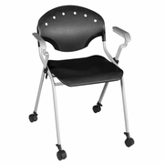 Ergonomic Home Nova Classroom Training Mobile Stack Chair with Arms - Black<br><FONT COLOR=GREEN>-FREE SHIPPING-</FONT>