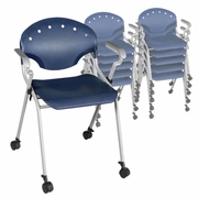 Ergonomic Home Nova Classroom Training Mobile Stack Chair with Arms - Navy Blue - 11 Pack<br><FONT COLOR=GREEN>-FREE SHIPPING-</FONT>