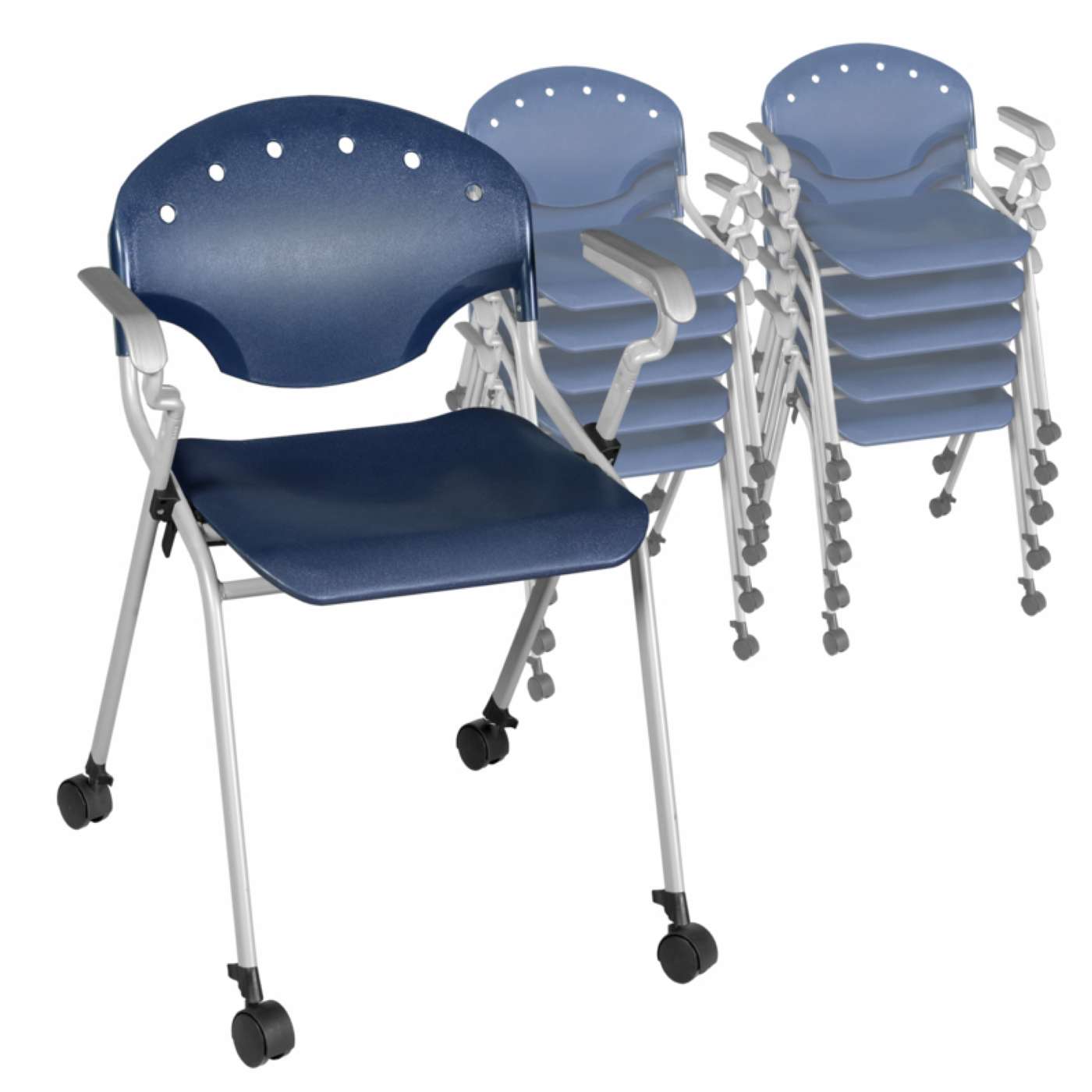 Ergonomic Home Nova Classroom Training Mobile Stack Chair with Arms - Navy Blue - 11 Pack<br><FONT COLOR=GREEN>-FREE SHIPPING-</FONT> Ergonomic Home Nova Classroom Training Mobile Stack Chair with Arms - Navy Blue - 11 Pack<br><FONT COLOR=GREEN>-FREE SHIPPING-</FONT>