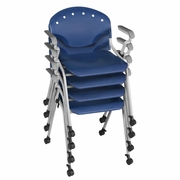 Ergonomic Home Nova Classroom Training Mobile Stack Chair with Arms - Navy Blue - 4 Pack<br><FONT COLOR=GREEN>-FREE SHIPPING-</FONT>