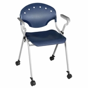 Ergonomic Home Nova Classroom Training Mobile Stack Chair with Arms - Navy Blue<br><FONT COLOR=GREEN>-FREE SHIPPING-</FONT>