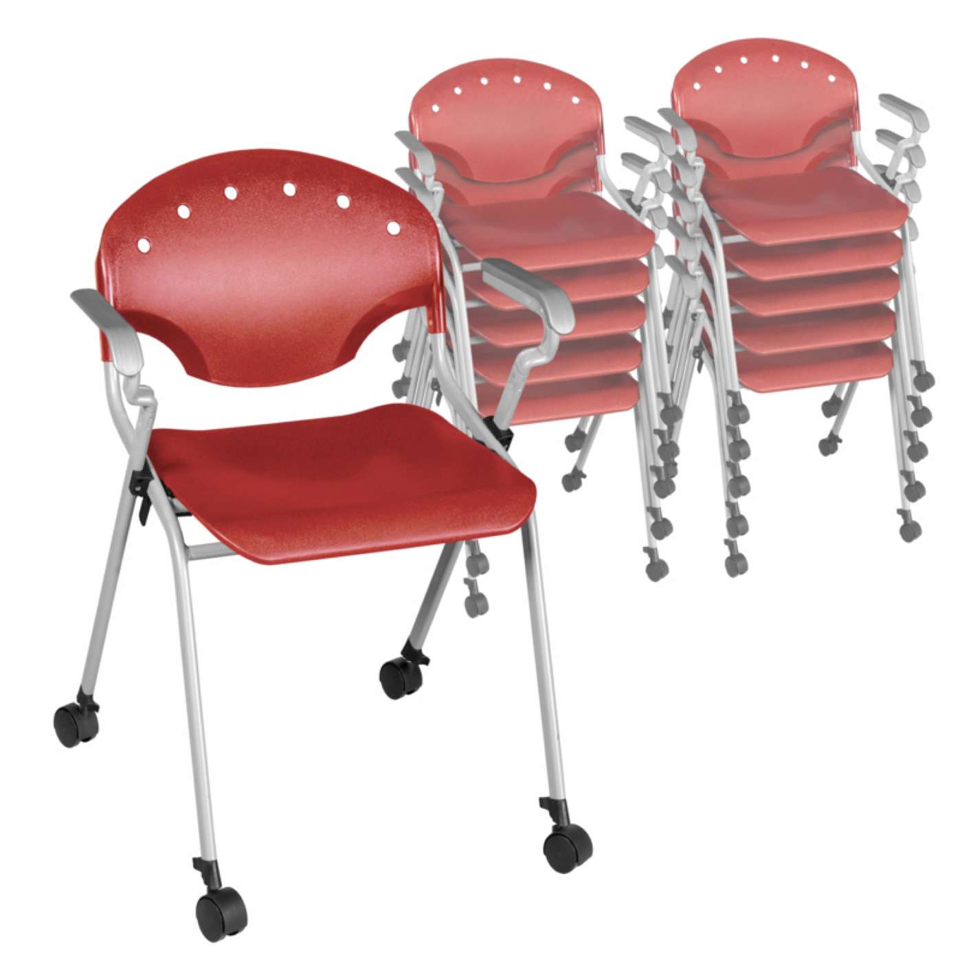 Ergonomic Home Nova Classroom Training Mobile Stack Chair with Arms - Red - 11 Pack<br><FONT COLOR=GREEN>-FREE SHIPPING-</FONT> Ergonomic Home Nova Classroom Training Mobile Stack Chair with Arms - Red - 11 Pack<br><FONT COLOR=GREEN>-FREE SHIPPING-</FONT>